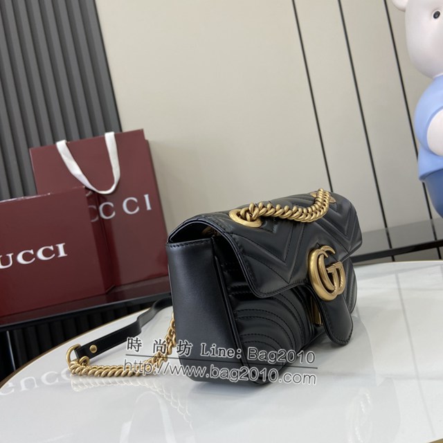 Gucci專櫃古馳最新款Marmont系列絎縫迷你手袋原廠皮鏈條女士挎包 jh2196型號：446744